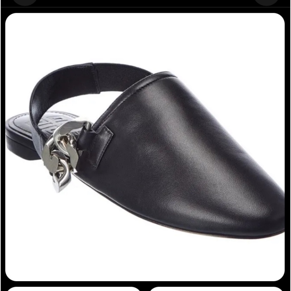 Givenchy G Chain Leather Mule Shoes Size 7 Black